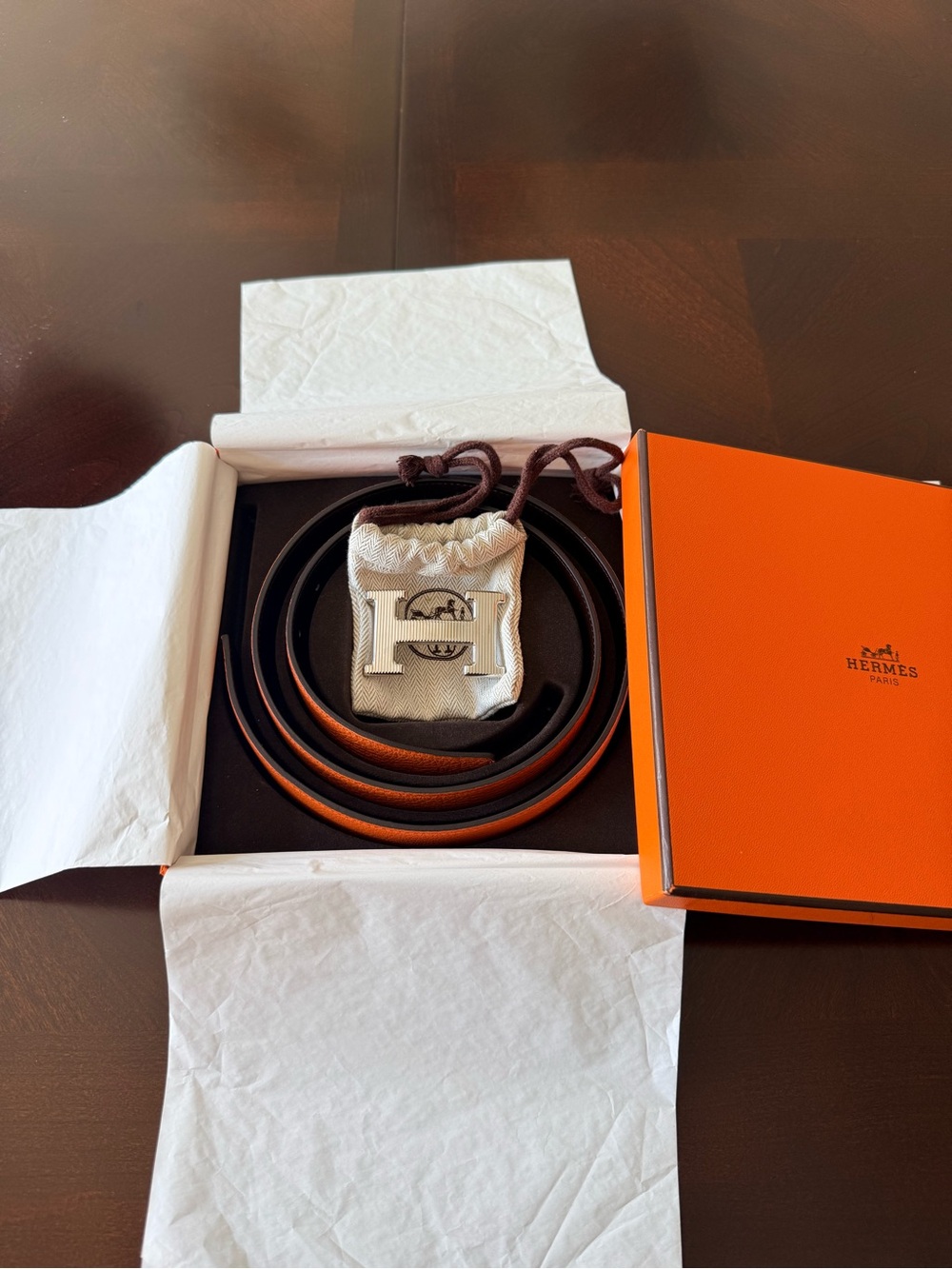 Hermes H Belt size 90 Orange